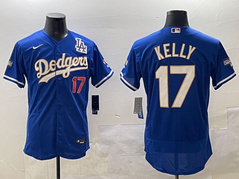 Men Los Angeles Dodgers #17 Kelly Blue Gold Elite 2025 Nike MLB Jersey style 8->los angeles dodgers->MLB Jersey